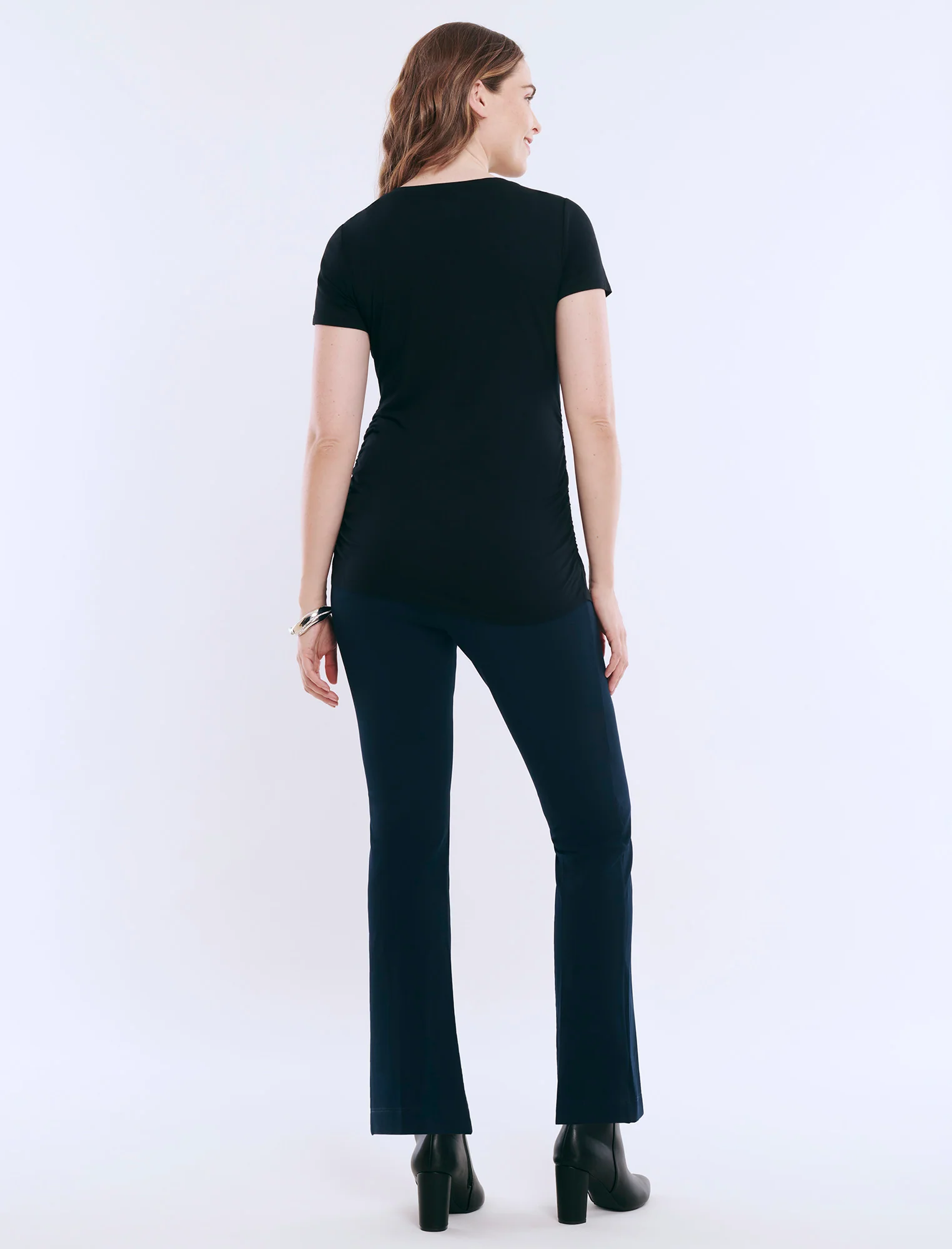 Side Ruched Short Sleeve V-Neck  Maternity Tee - Fallshirt