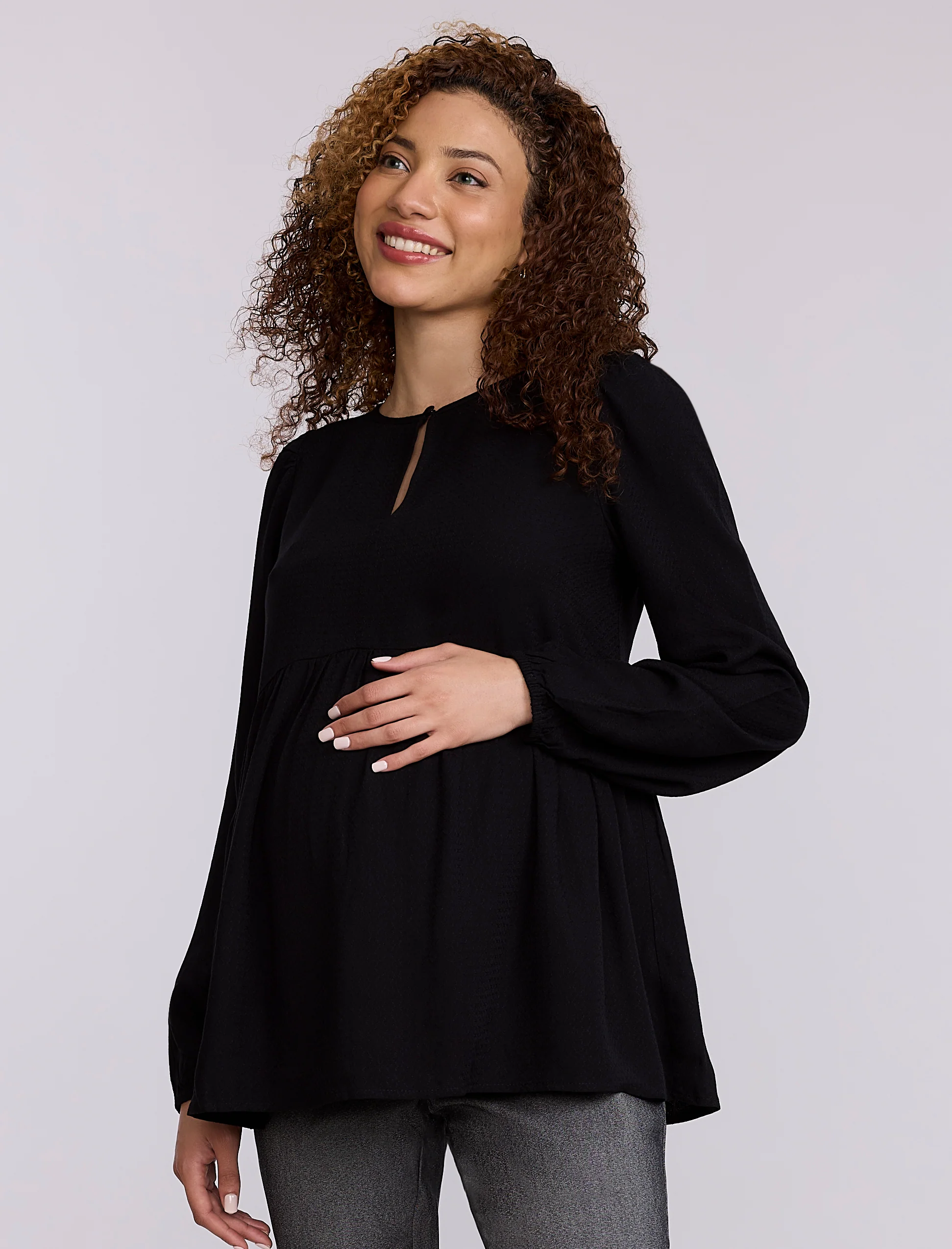 Long Sleeve Keyhole Blouse - Fallshirt