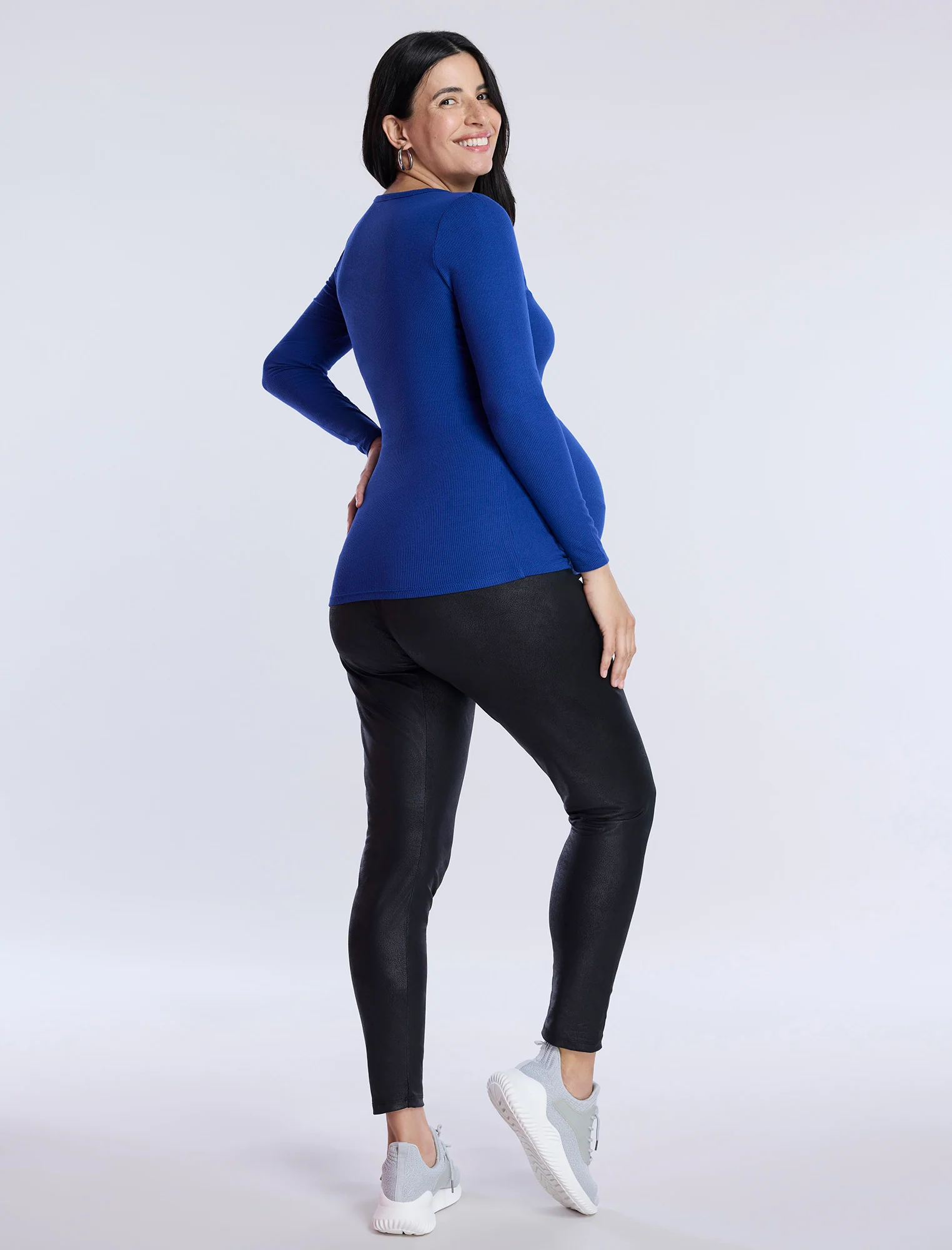 Long Sleeve Rib Knit Square Neck Tee - Fallshirt