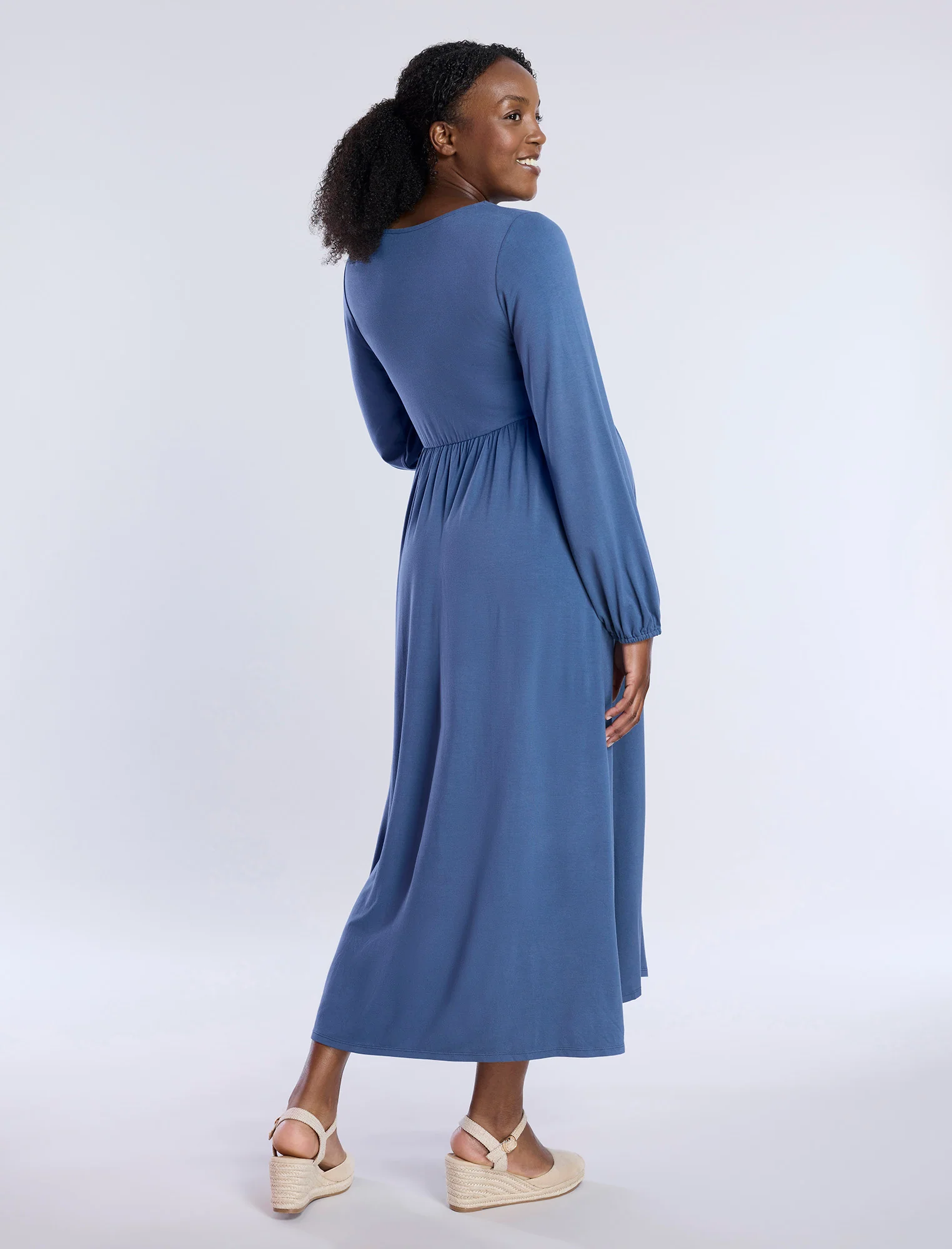 Long Sleeve Empire Waist Maxi Dress - Fallshirt