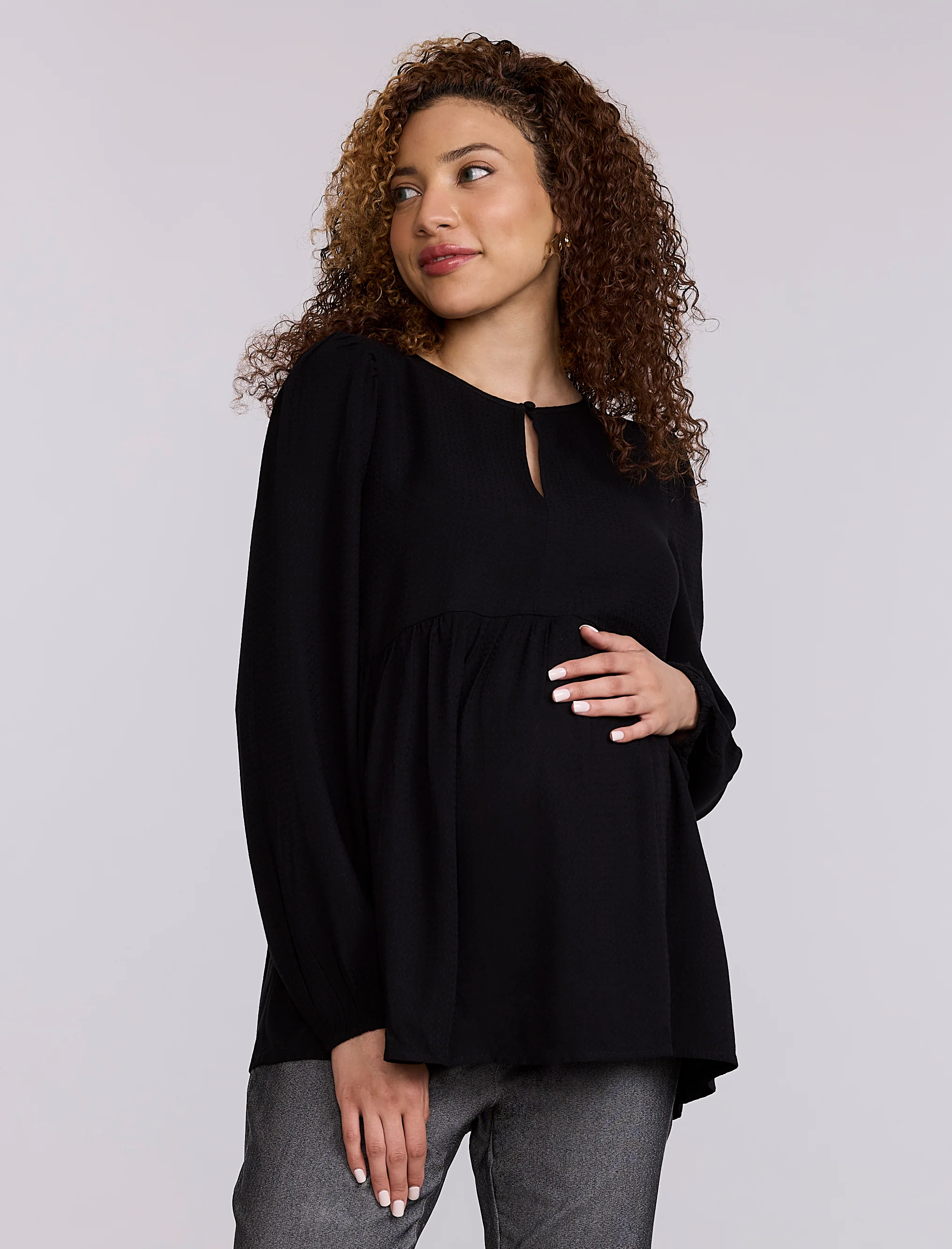 Long Sleeve Keyhole Blouse - Fallshirt