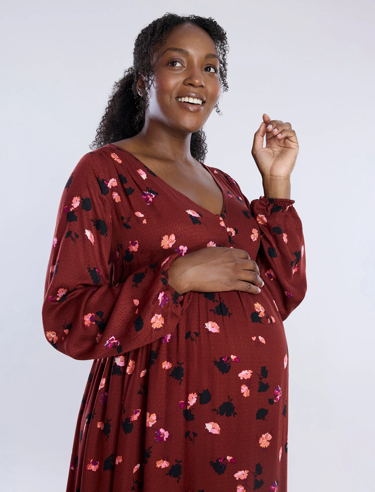 Long Sleeve Button Front Midi Dress - Fallshirt