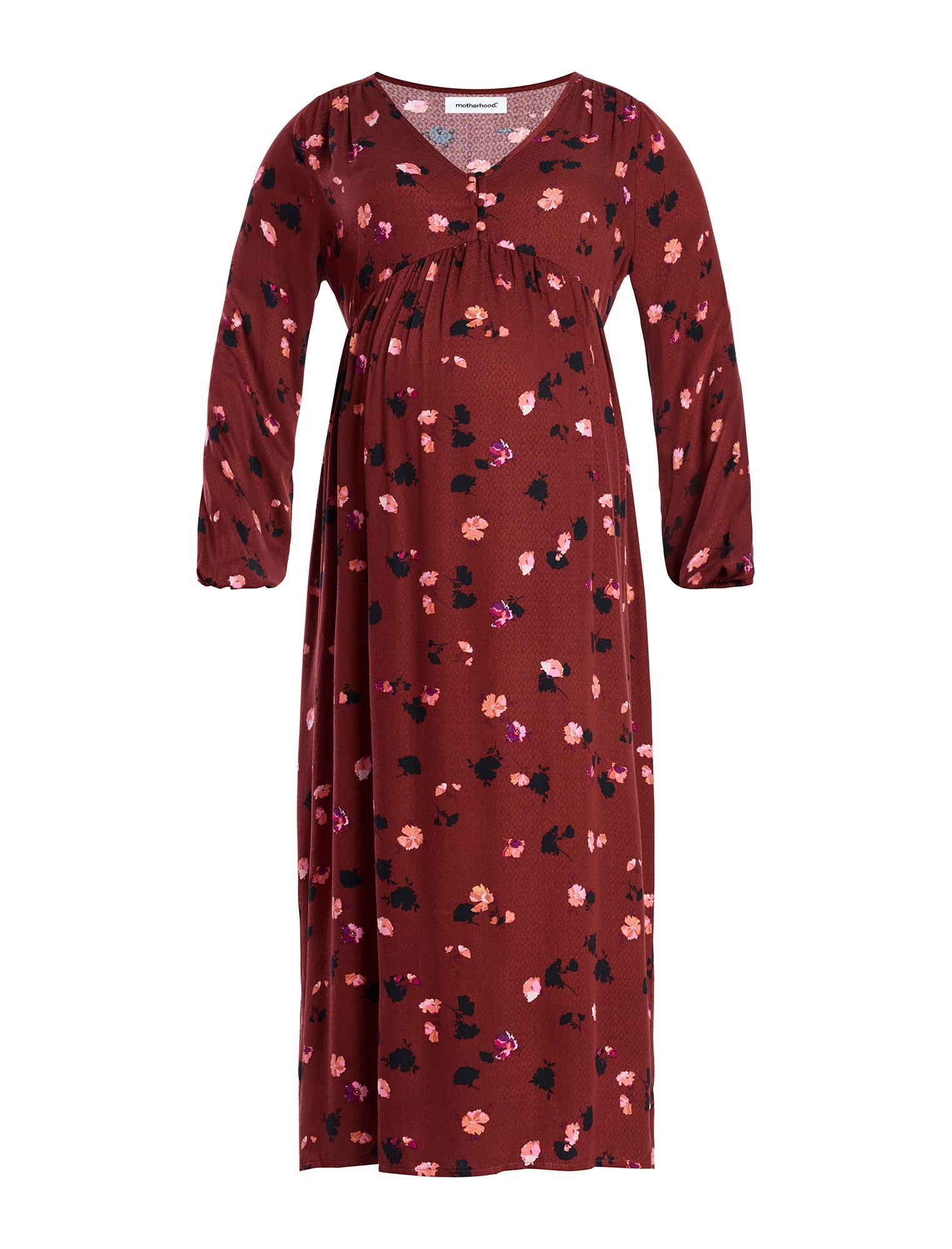 Long Sleeve Button Front Midi Dress - Fallshirt