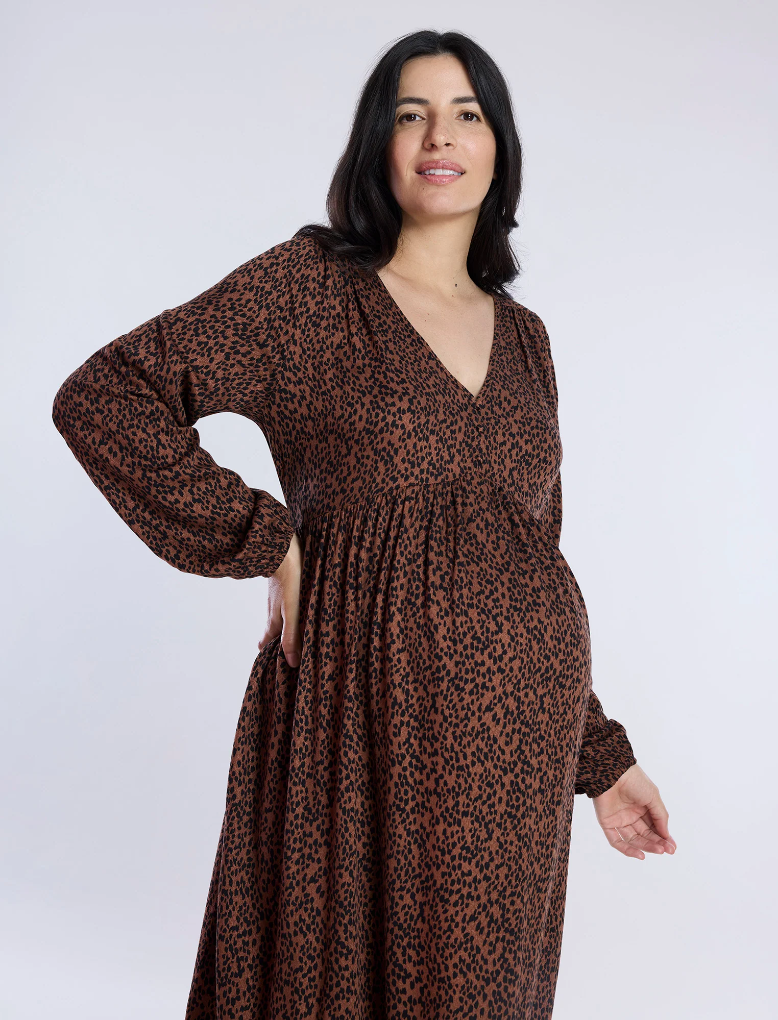 Long Sleeve Button Front Midi Dress - Fallshirt