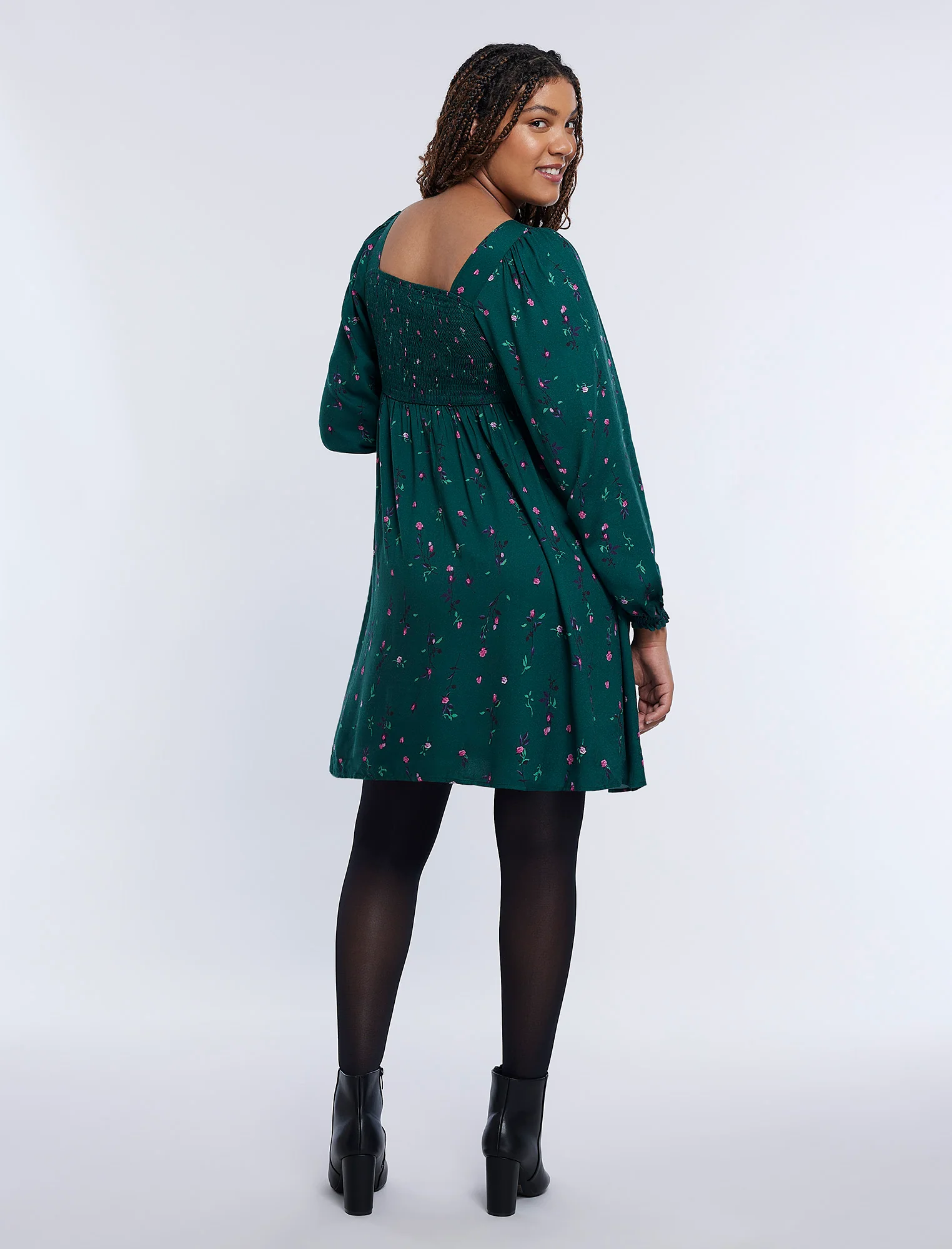 Long Sleeve Smocked Empire Waist Dress - Fallshirt