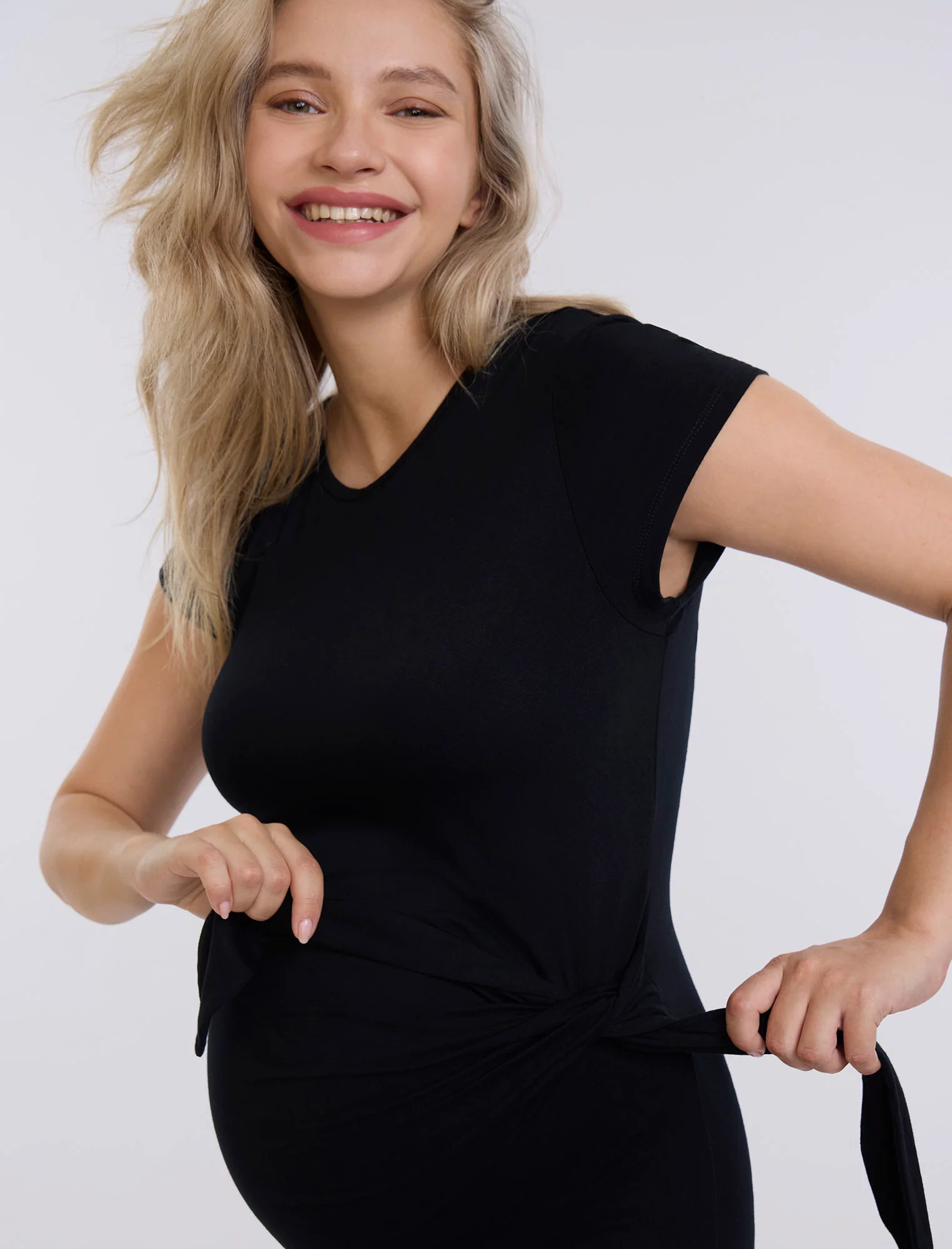 Side Tie Jersey Midi Dress - Fallshirt