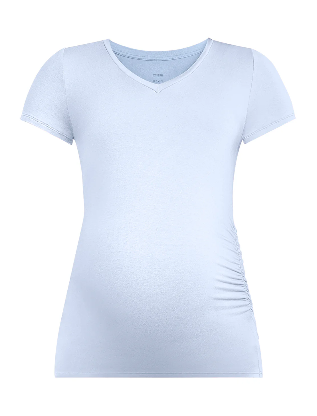 Side Ruched Short Sleeve V-Neck  Maternity Tee - Fallshirt