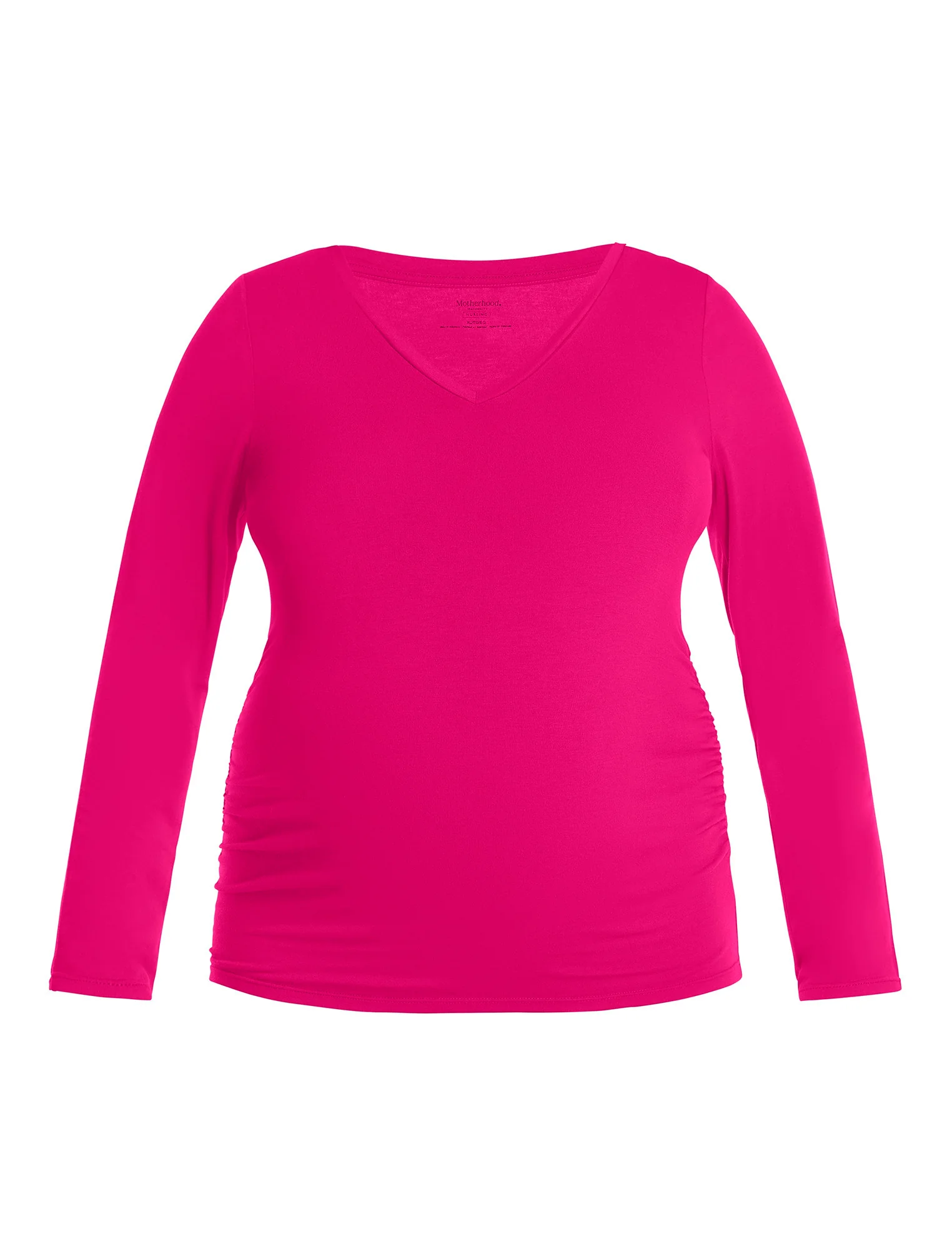 Side Ruched Long Sleeve V-Neck Maternity Tee - Fallshirt