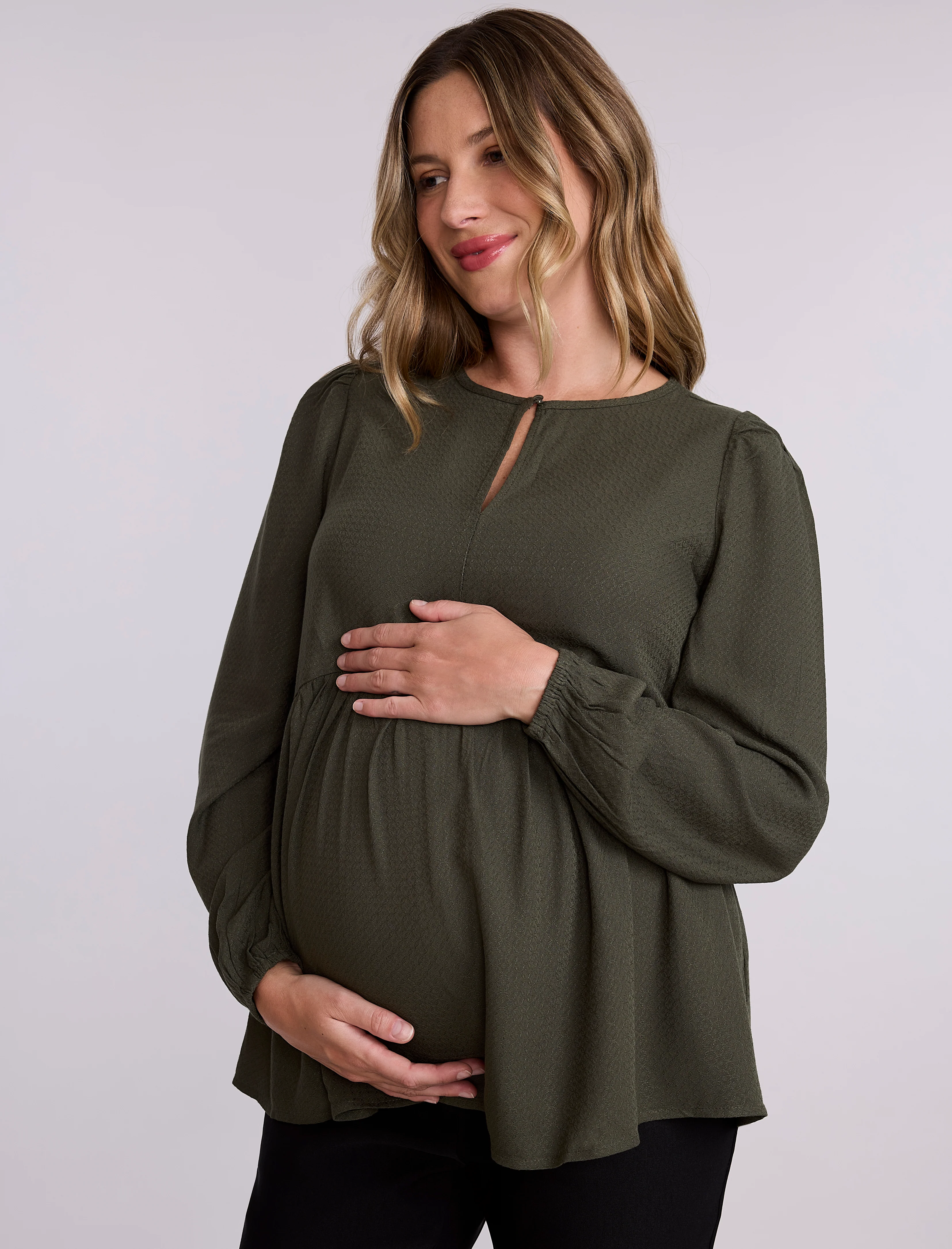 Long Sleeve Keyhole Blouse - Fallshirt