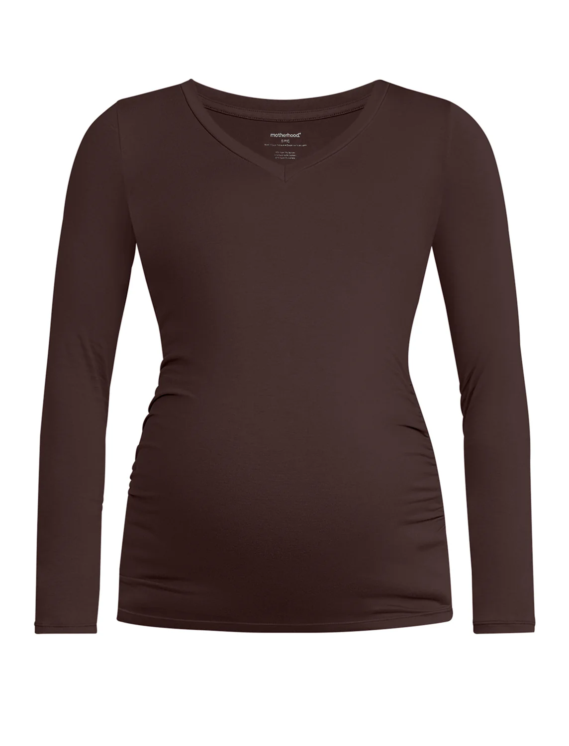 Side Ruched Long Sleeve V-Neck Maternity Tee - Fallshirt