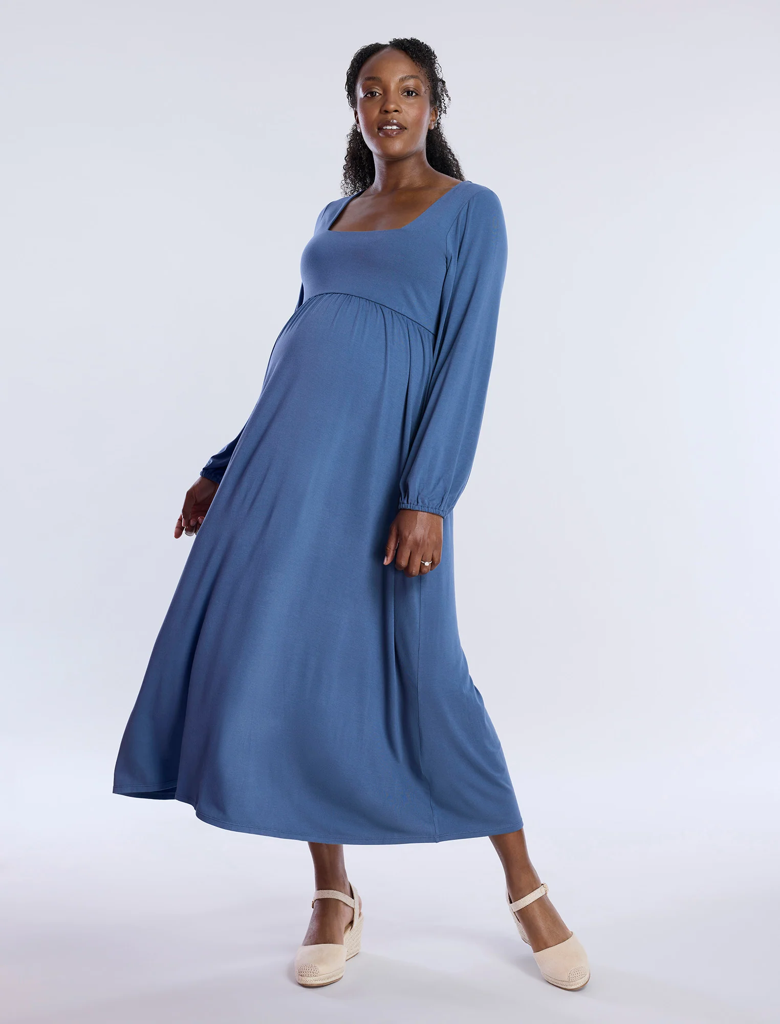 Long Sleeve Empire Waist Maxi Dress - Fallshirt