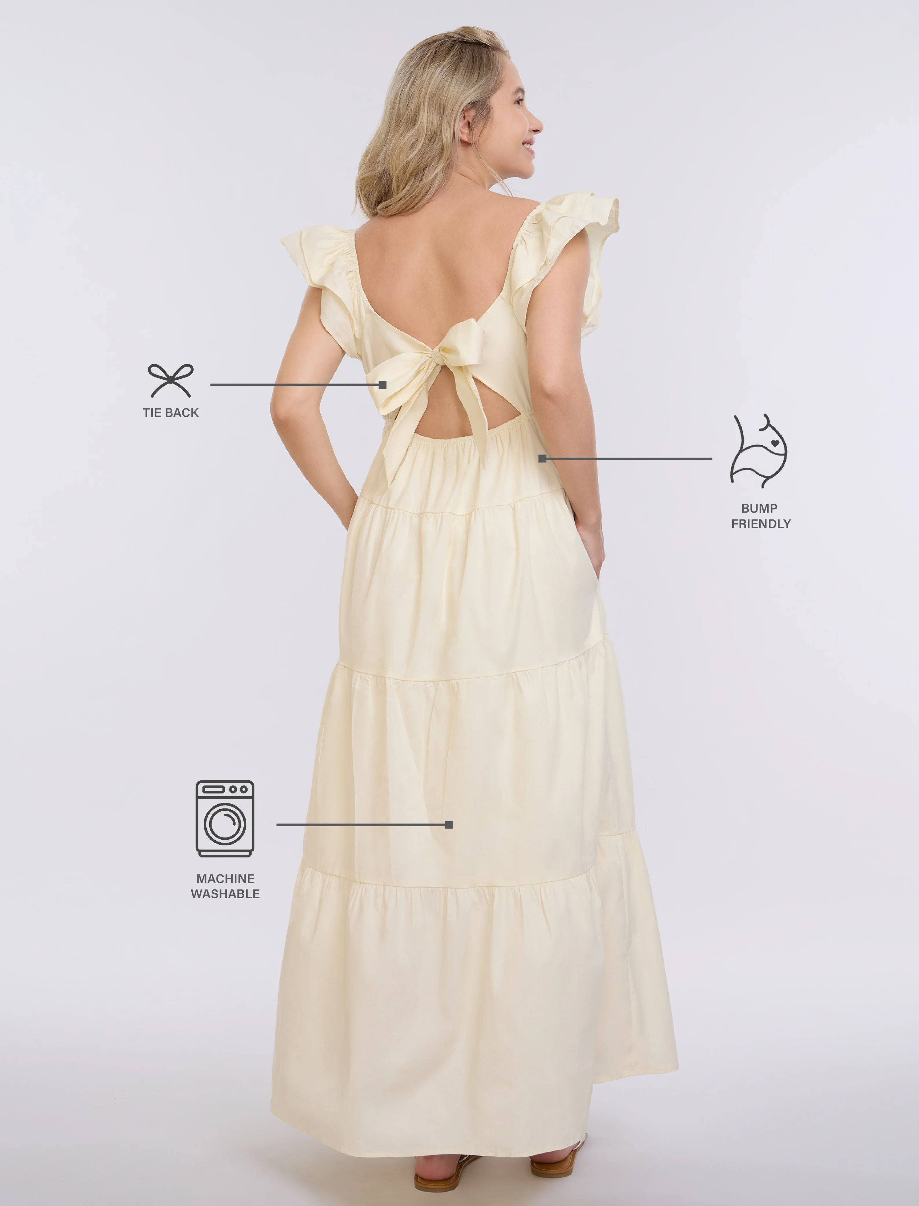 Empire Ruffle Sleeve Maxi Dress - Fallshirt