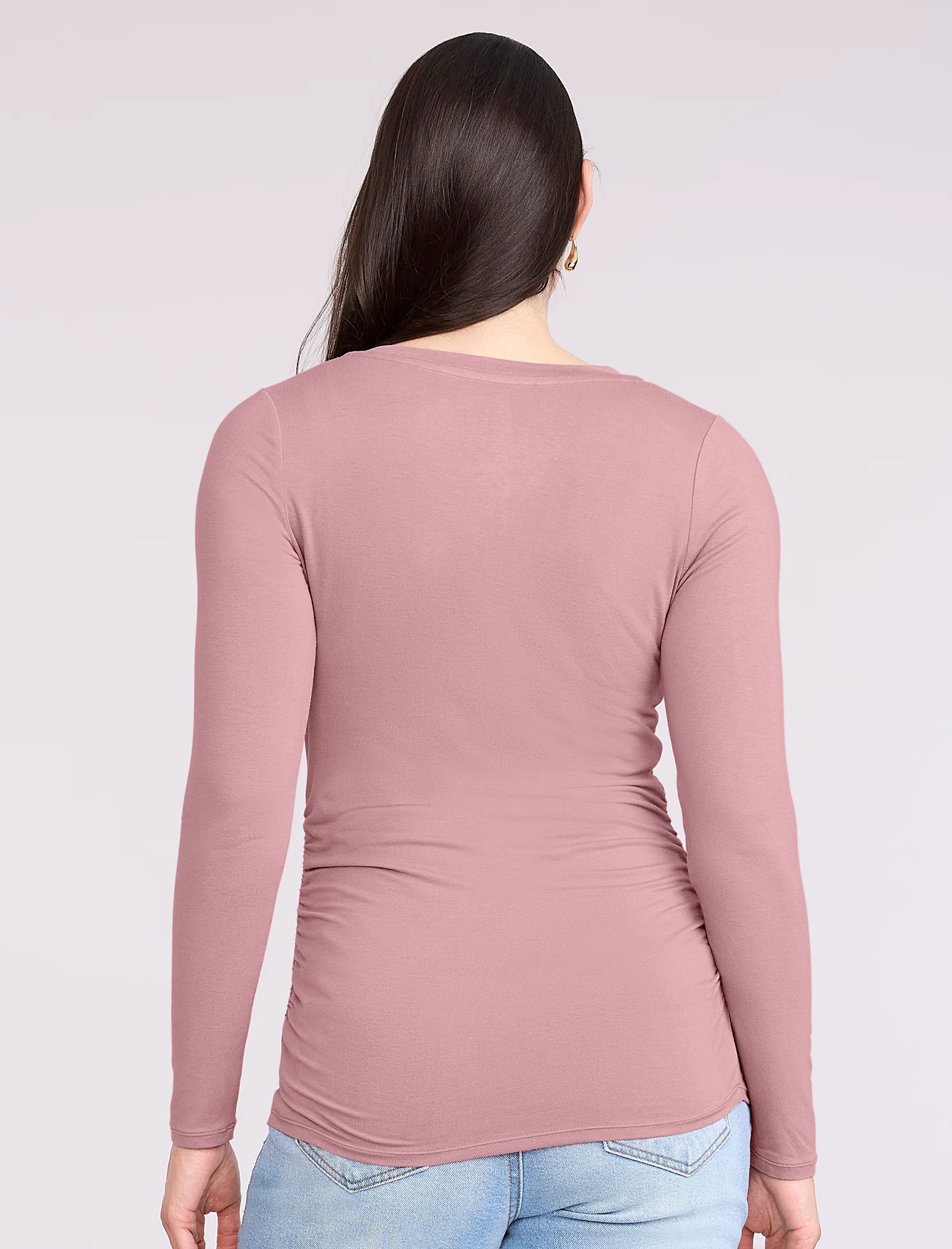 Side Ruched Long Sleeve V-Neck Maternity Tee - Fallshirt