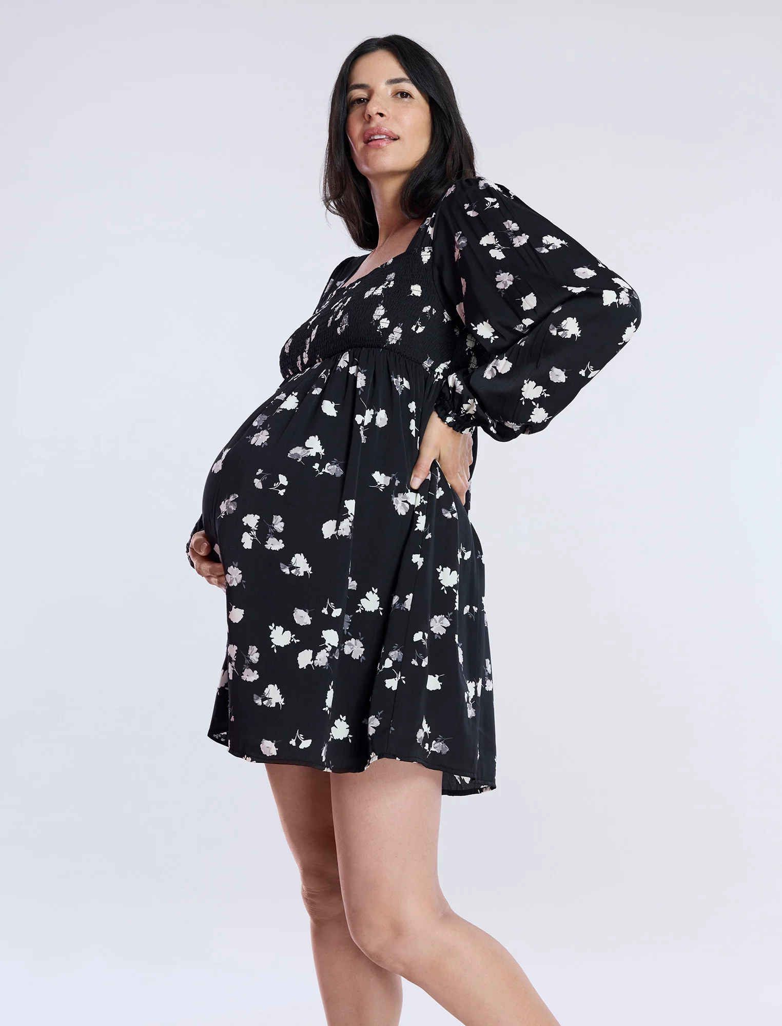 Long Sleeve Smocked Babydoll Dress - Fallshirt