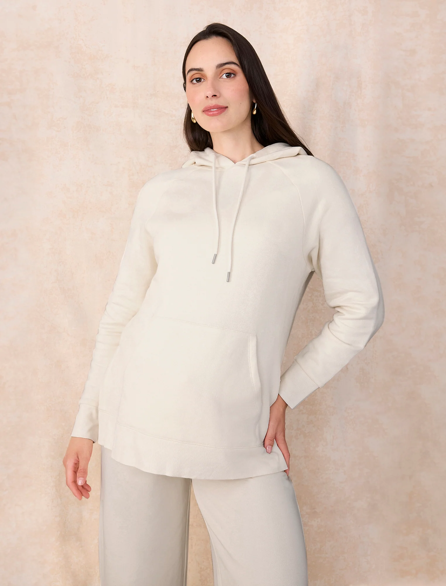 Maternity Tunic Hoodie with Side Slits - Fallshirt