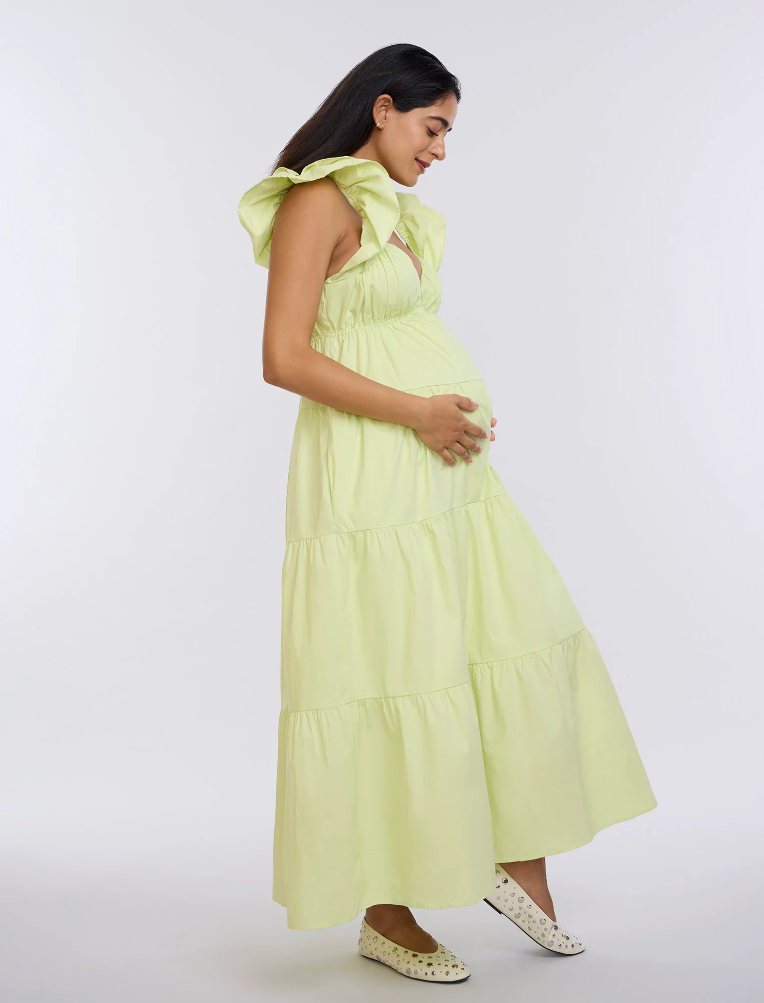 Empire Ruffle Sleeve Maxi Dress - Fallshirt